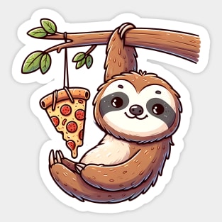 Cute Sloth with a Slice of Pizza Sticker